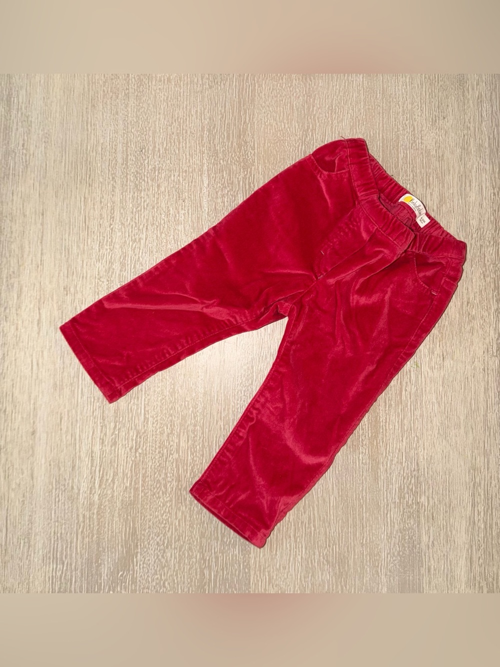 Baby Boden Red Velvety Pants with heart pockets size 6-12 months